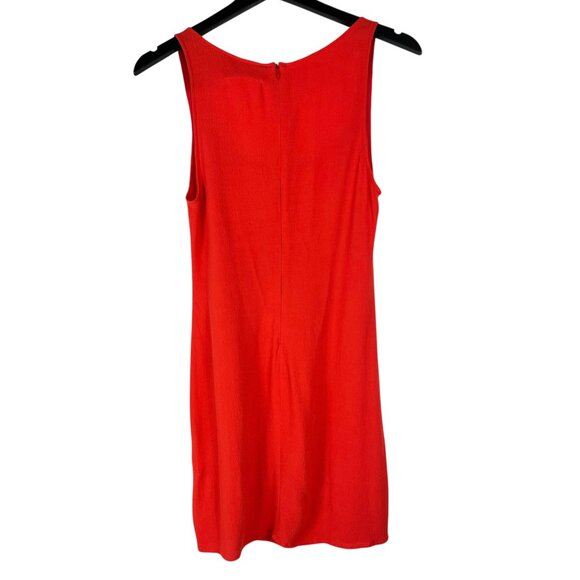 Reformation Tiegen Sleeveless Mini Dress Square Neck Slit in Coral Red Size 4 - Picture 10 of 11